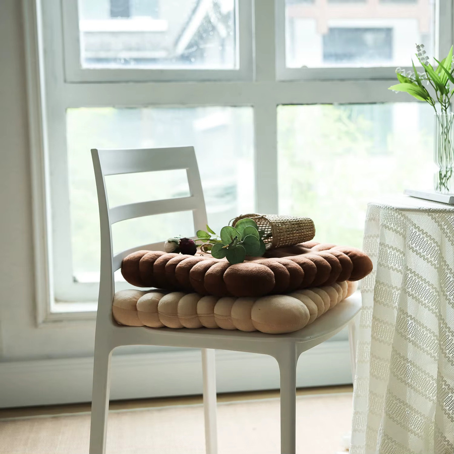 INS Dekorative Keks Kissen in Beige, Weiches Rundes Bodenkissen für Wohnzimmer und Stuhl - Bild 3