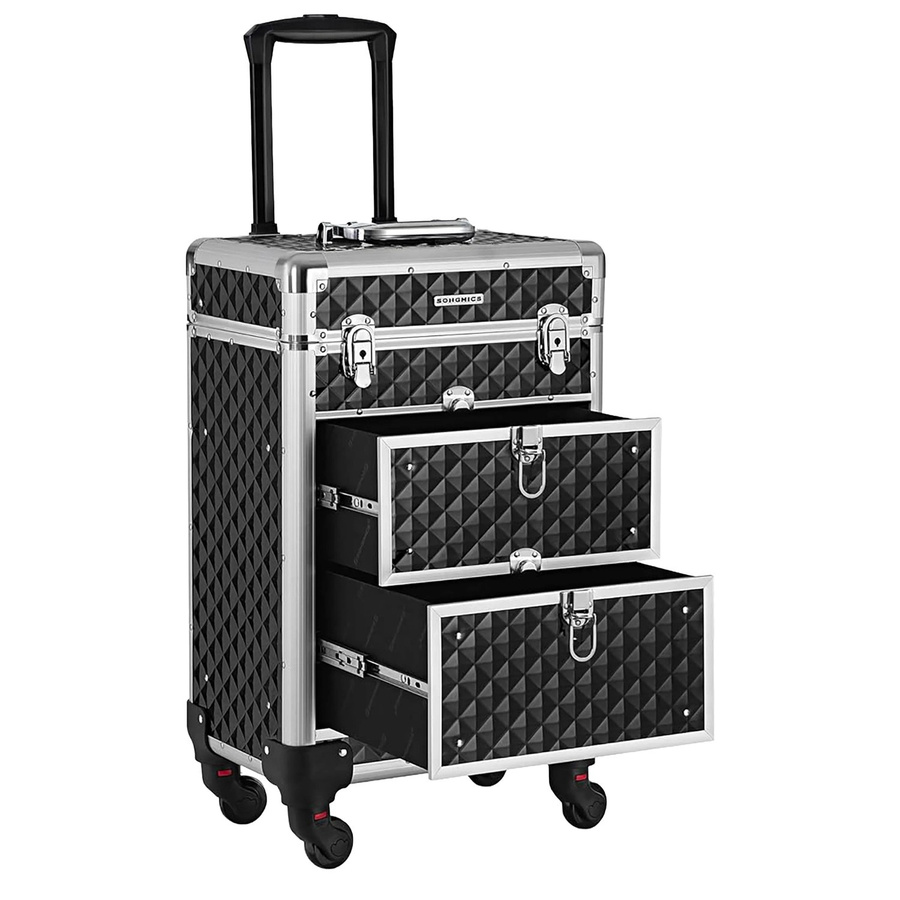 Songmics Kosmetikkoffer Graice mit Rollen, Schwarz, H x B x T: 56 x 34 x 24 cm - Bild 2