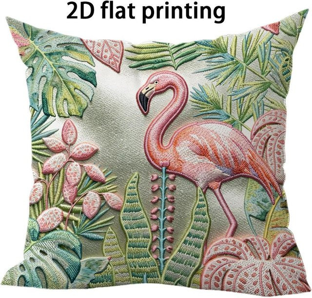 JMG Clothing Zierkissenhülle mit Flamingomuster und floralem Design, Grün/Mehrfarbig, B/B: 50 x 50 cm - Bild 1