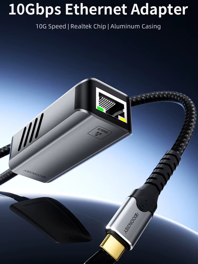 DOONJIEY 10G Ethernet-Adapter USB4 Typ C auf RJ45 Netzwerkkarte mit 10000 Mbit/s, kompatibel mit Thunderbolt 3/4 für MacBook und Office-Laptops - Bild 6