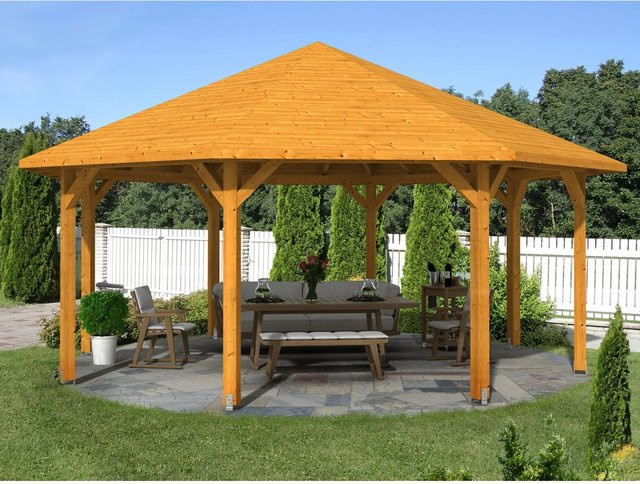 SKANHOLZ Pavillon Nice 4 mit Zeltdach aus Leimholz Fichte in Eiche hell, B/T/H: 630 x 630 x 365 cm - Bild 3