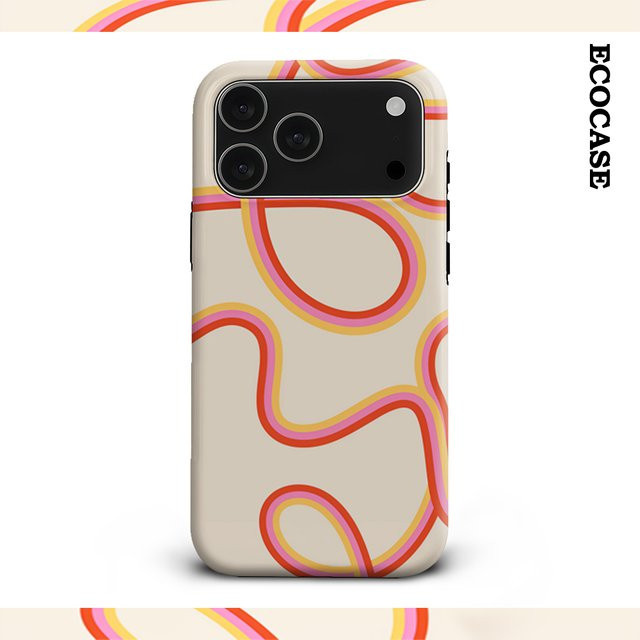 Potdemiel Handyhülle mit Retro Wavy Lines Design für iPhone 11 bis iPhone 17 Pro Max Plus in Multicolour mit doppelschichtiger Rückseite - Bild 1