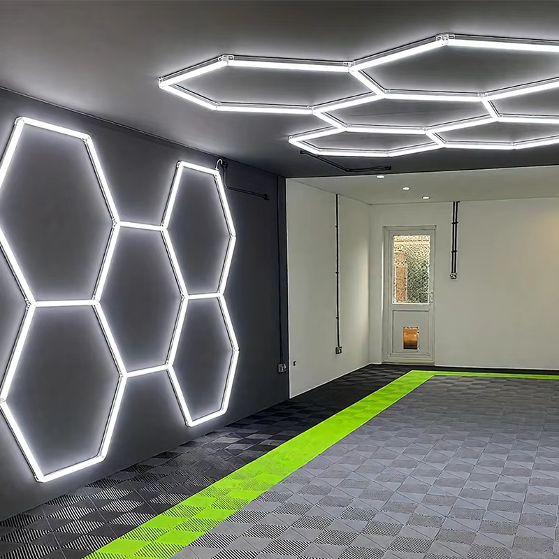 PIBAOGU Hexagon LED Deckenleuchte in Weiß mit kühlem Weiß 6500K für Garage, Werkstatt und Fitnessraum - Bild 2