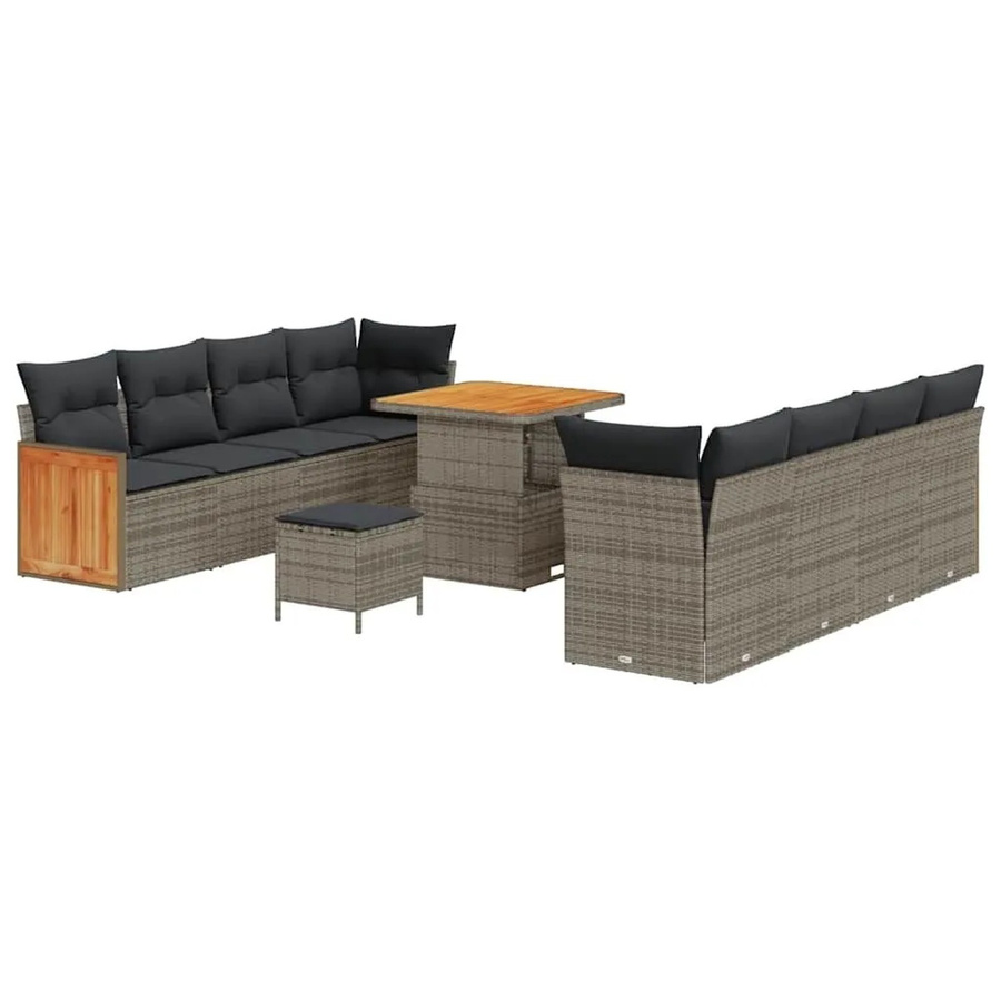 vidaXL Gartensofa-Set in U-Form mit 11-teiligem Polster-Set und Stauraum in Grau - Bild 2