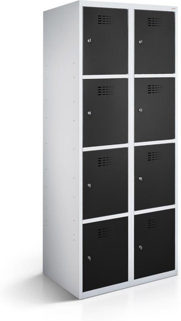 rotstahl Fächerschrank mit 8 Fächern in Lichtgrau und Schwarz, B/T/H: 80 x 50 x 180 cm - Bild 1