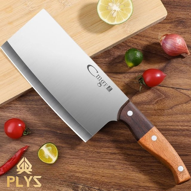PLYS Cleaver Küchenmesser aus Edelstahl mit Holzgriff in Multicolour - Bild 1