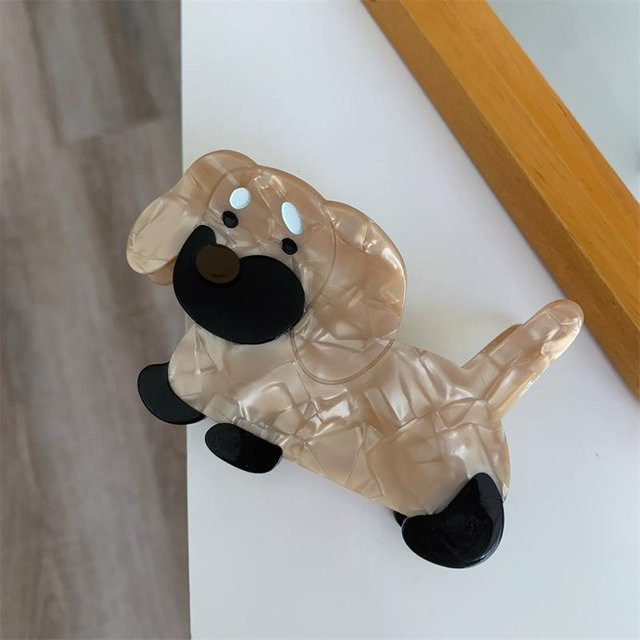 Haarspange Acetat, Cartoon-Hund, khaki, Damen - Bild 1