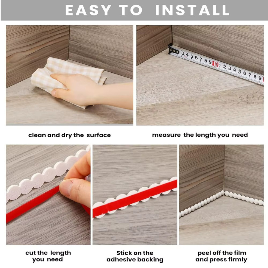 Selbstklebende PVC-Wandverkleidung 3M in Weiß, malbare flexible Zierleiste für deine DIY-Wanddekoration, Länge: 300 cm - Bild 3