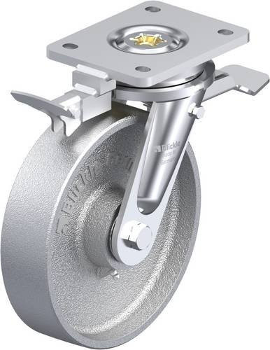 Blickle Lenkrolle LO-G 200K-ST-RI4 mit Feststeller in Silber und Stahl, Rad-Durchmesser: 20 cm, Tragfähigkeit: 1100 kg - Bild 1