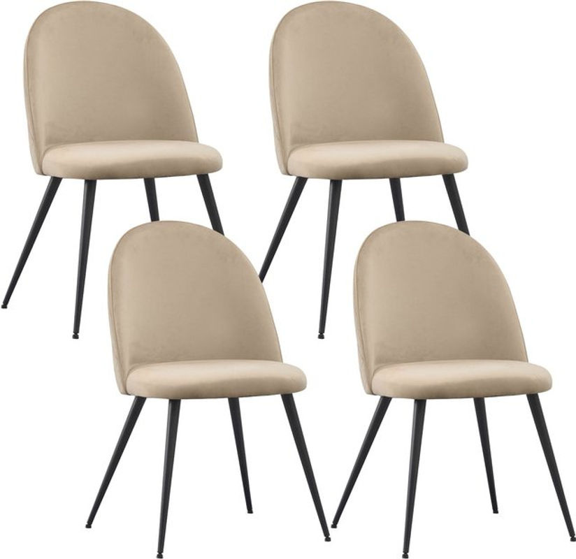 Albatros Esszimmerstuhl CAPO 4er Set Beige mit Samt-Bezug im Vintage Design - Bild 2