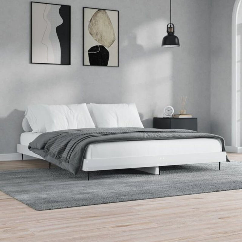 Modernes Bettgestell Vidaxl aus Holzwerkstoff in Weiß, B/T/H: 150 x 200 cm - Bild 1