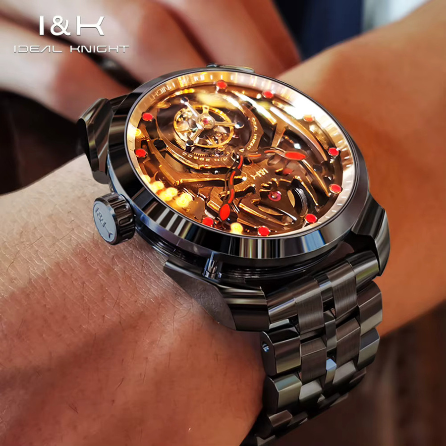 IDEAL KNIGHT Armbanduhr, Tourbillon, Handaufzug, Edelstahl, Silber, Herren - Bild 4