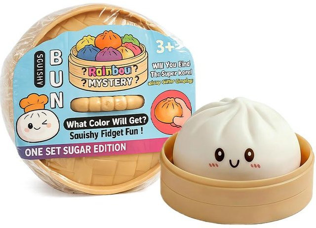 Kawaii Teigtaschen Squishy Spielzeug, Bao Brötchen, White - Bild 1