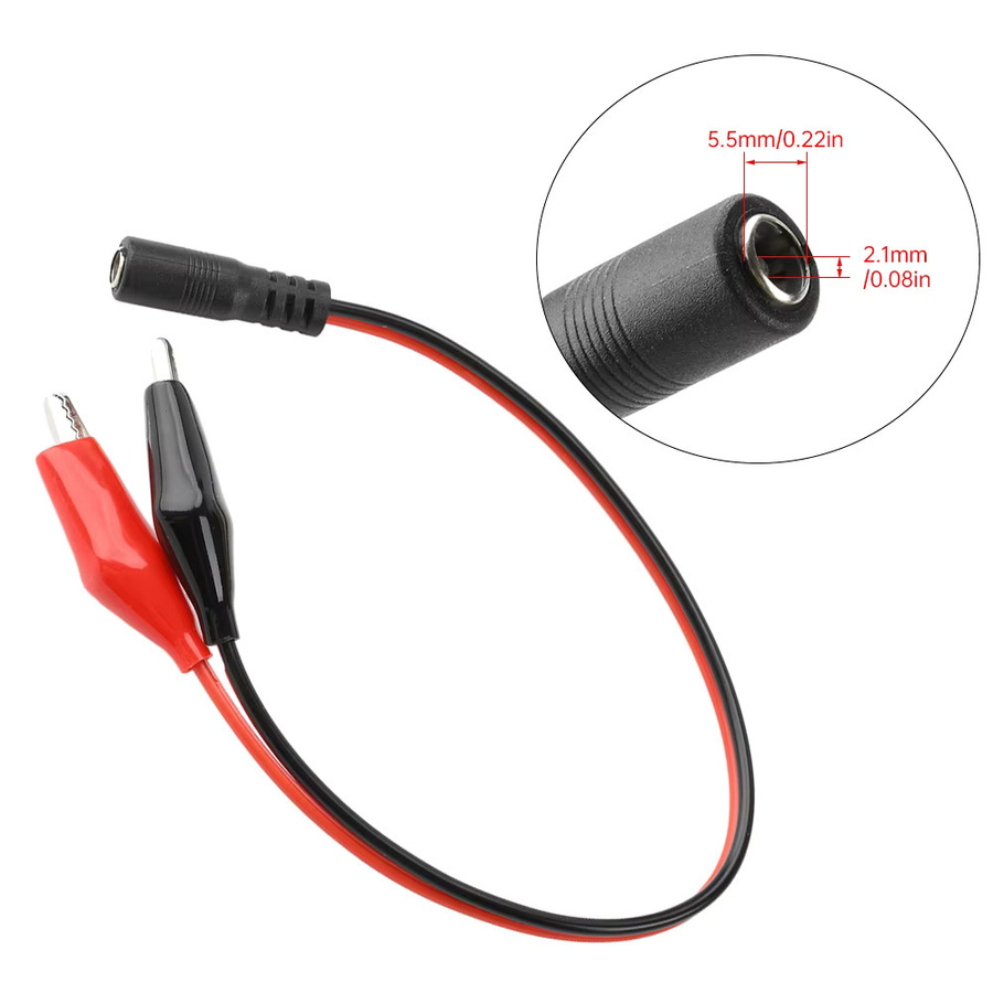 Voktta DC-Stecker und DC-Buchse Set mit Krokodilklemmen als Drahtverbinder und Messleitungen, Länge: 25 cm bis 30 cm - Bild 1
