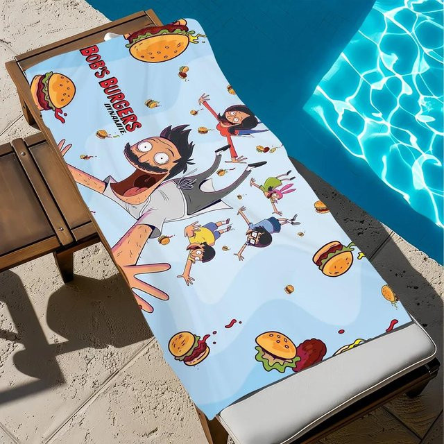 B-Bob'S Burgers Schnelltrocknendes Strandhandtuch für Pool und Reise, Mehrfarbig, B/T: 50 x 100 cm - Bild 1