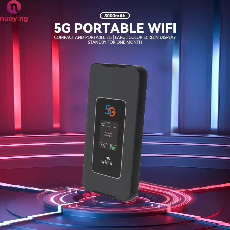 NUOYING 5G WiFi6 Mobiler WLAN-Router mit 8000mAh Akku, Tragbarer LTE Pocket Hotspot in Schwarz für bis zu 16 Geräte - Bild 3