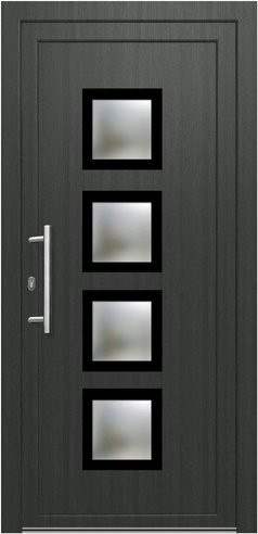 KNOCK Kunststoff-Haustür Robusto in Grau mit Glaseinsatz und Aluminium-Elementen, B: 100,0 cm, H: 200,0 cm - Bild 1