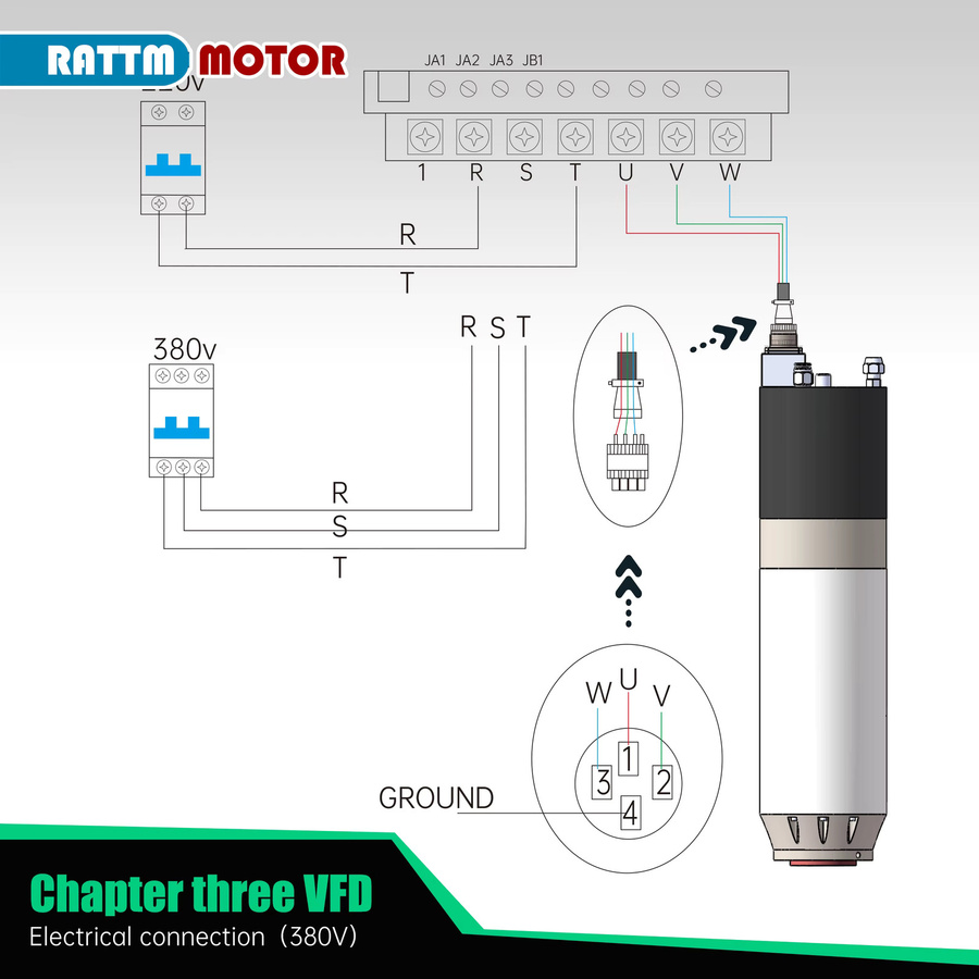 RATTMMOTOR ATC Automatischer Werkzeugwechsel CNC-Spindelmotor mit Wasserkühlung für Metallfräsen, Farbe: Silber - Bild 5