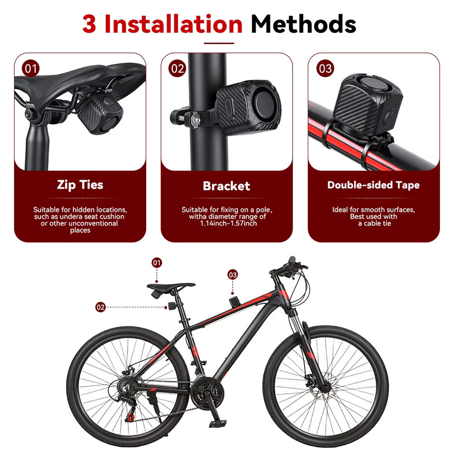 Awapow Kabelloser Ein- und Zwei-Wege-Vibrationsalarm in Schwarz mit 121 dB Anti-Diebstahl-Sensor für Motorrad, Fahrrad und Auto - Bild 6