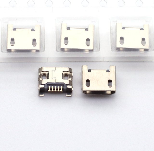 100 Stück Micro USB Stecker 5-Pin DIP-Einsteckplatine in Silber von mustook - Bild 1