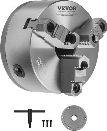 VEVOR 3-Backen-Drehfutter aus HT300 Material in Silber, Durchmesser: 160 mm, selbstzentrierendes Spannfutter mit 38,1 mm 8-Gewinde-Trägerplatte und Spannbereich von 3 bis 145 mm für Holz- und Metalldrehmaschinen - Bild 1