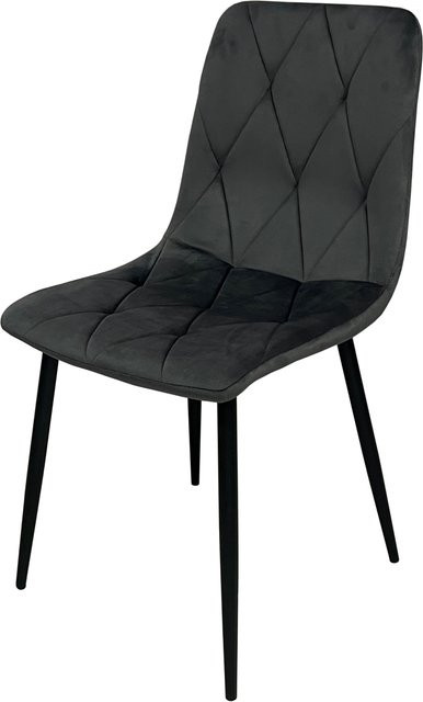 HTI-Living Stuhl Mesa Eco Velvet in Grau mit Metallgestell für Wohn- und Esszimmer - Bild 1