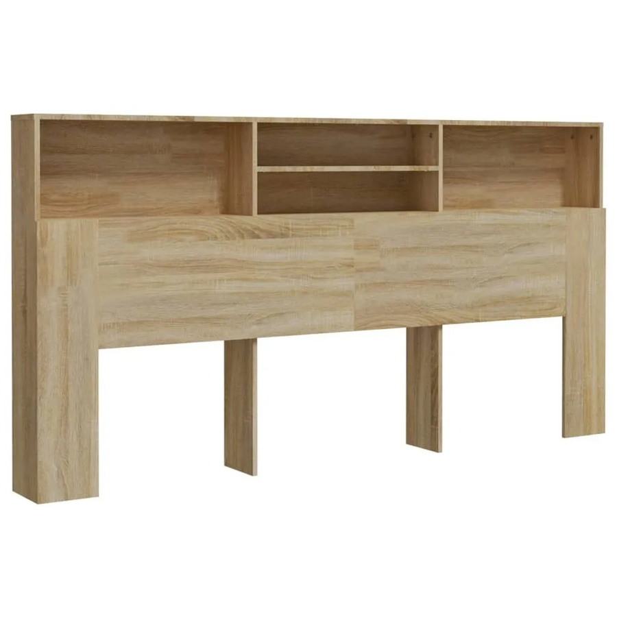 vidaXL Kopfteil mit integrierten Ablagen Sonoma-Eiche, B/T/H: 200 x 19 x 103,5 cm - Bild 2