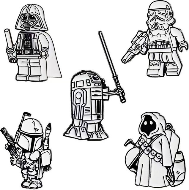 Star Wars Broschen-Set, 5-teilig, Emaille-Pins, Unisex, Bunt - Bild 1