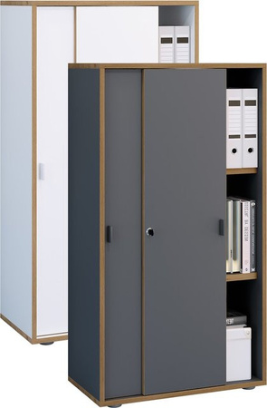 VCM Büroschrank Salia mit 3 Fächern, moderner Aktenschrank mit Schiebetüren und höhenverstellbaren Fachböden, H x B x T: 110 x 60 x 37 cm