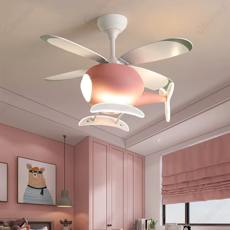 Claeted LED Deckenventilator Hubschrauber Design für Kinderzimmer in Weiß - Bild 1