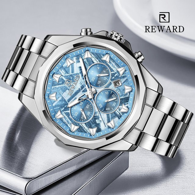 REWARD Chronograph, Quarz, Edelstahl, Blau, Herren - Bild 1