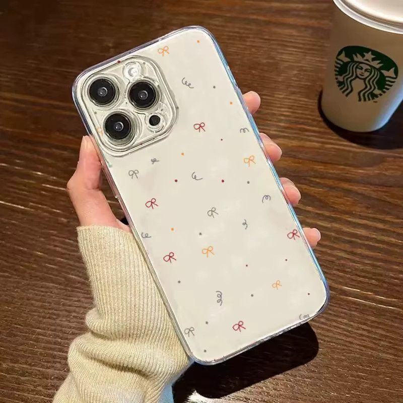 Transparente Handyhülle mit Schleifen und Punktmuster für Apple iPhone 17 16 15 Pro Max Serien - Bild 3