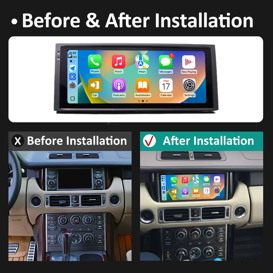 LIARO-NAVI Android Auto Autoradio mit Carplay, Bluetooth und WIFI für Land Rover Range Rover V8 L322 2005 - 2012, 1920x720P IPS Touchscreen, Schwarz - Bild 5