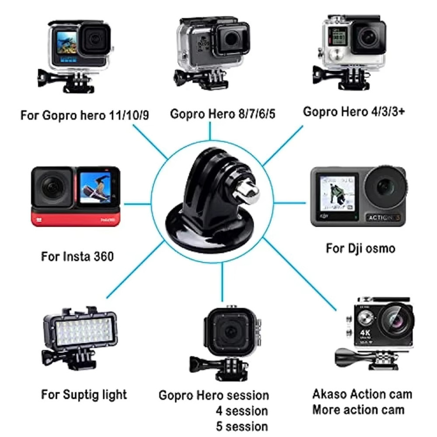 EXSKOF Selfie Stick Desktop Stativ Adapter Basis für GoPro Hero 13 12 11 10 9 Insta360 SJCAM AKASO Osmo Action Kamera Zubehör in Schwarz - Bild 4