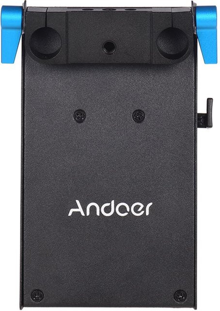 Andoer V-Mount V-Lock Akkuplattenadapter mit 15-mm-Doppellochstangenklemme und NP-FZ100 Dummy-Akku für Sony A7III, A9, A7RIII und A7RIV, schwarz - Bild 1