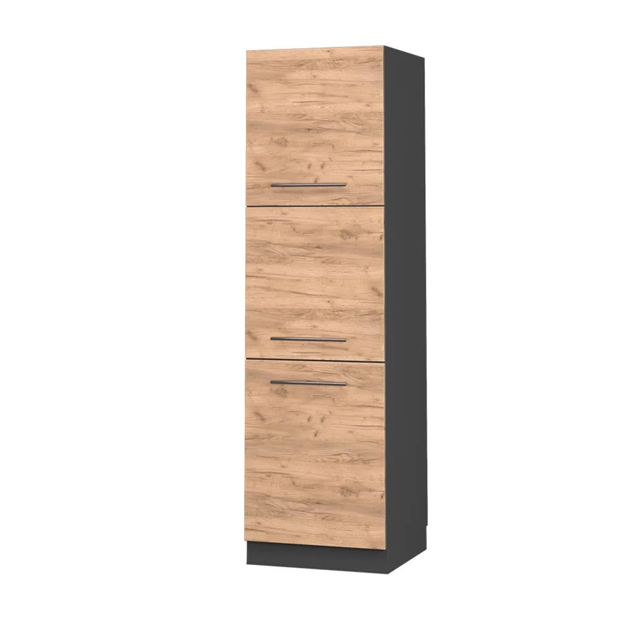 Vicco Herdumbauschrank Fame-Line Goldkraft in Eiche und Anthrazit mit Soft-Close-Türen, Breite: 60 cm, Höhe: 206 cm, Tiefe: 58 cm - Bild 2