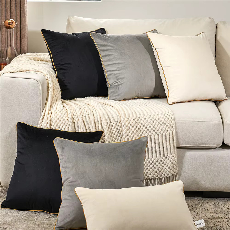 Dekorative Samt-Kissenbezüge in quadratischer Form für Sofa und Schlafzimmer, Farben: Weiß, Grau, Schwarz, Blau, Breite: 30 cm x Tiefe: 30 cm x Höhe: 30 cm - Bild 2
