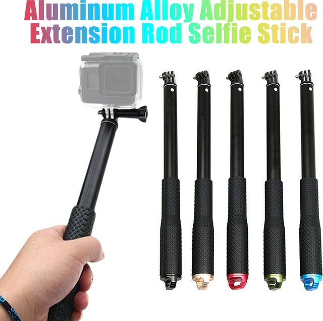 SZKOSTON Ausziehbarer Selfie-Stick aus Aluminiumlegierung als Teleskop-Monopod in Schwarz für GoPro, Insta360 und DJI Action Kameras - Bild 1