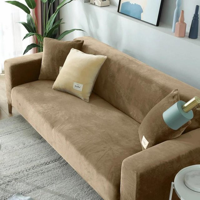 Elastischer Samt-Sofabezug von BC-Warm Home in Braun für 1 Sitzplatz (Breite: 90-140 cm) - Bild 1