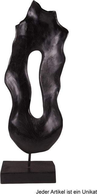 DELUKE Deko-Skulptur NOÉ aus Teakholz in Schwarz, B/H/T: 78 x 14 x 33 cm - Bild 1