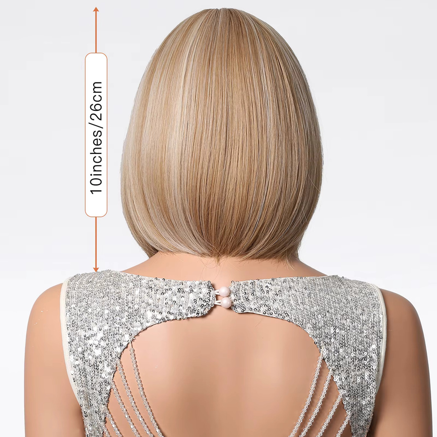 EASIHAIR Perücke, hellbraun blonde Synthetik, kurzer Bob mit Pony, Damen - Bild 2