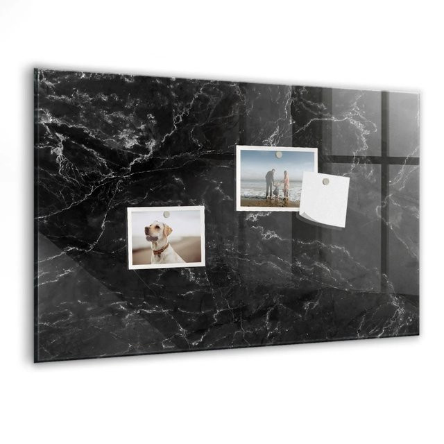 Tulup Magnettafel aus Glas in Schwarzer Marmor Optik, B/H: 60 x 40 cm - Bild 1