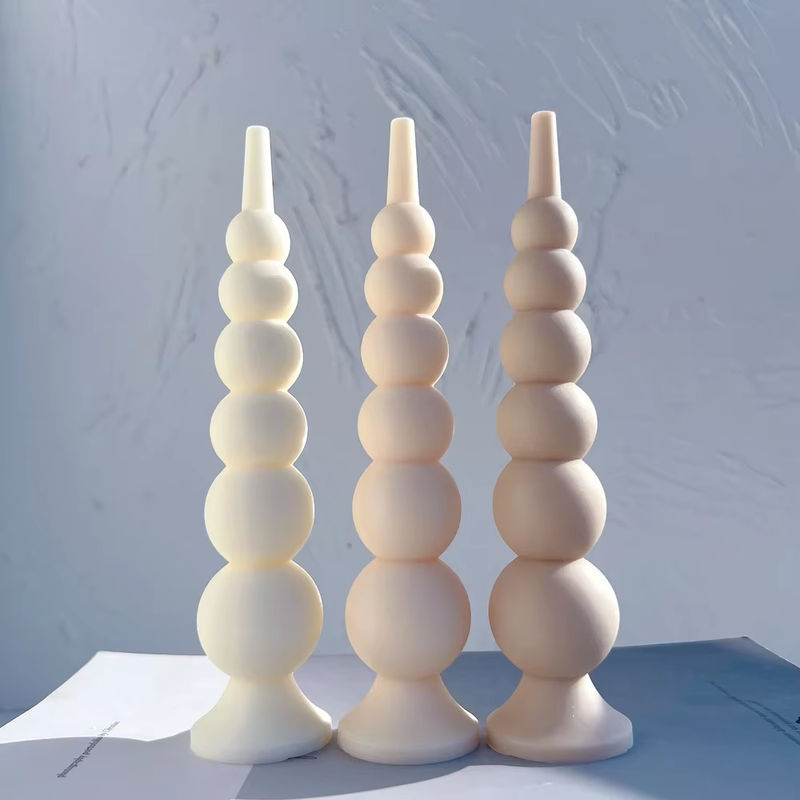 SANZON Silikonform für geometrische Kerzen in Form von runden Säulen und Kugeln für Sojawachs in Weiß und Rosa - Bild 2