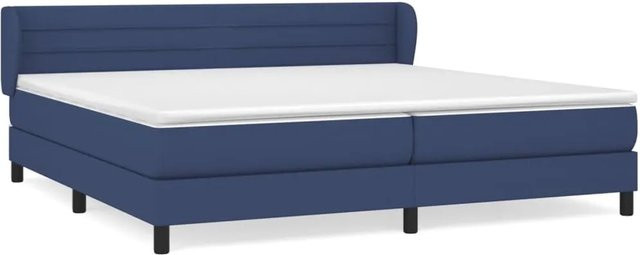 vidaXL Boxspringbett mit Matratze und Kopfteil in Blau, Hybrid-Bett mit Taschenfederkern und Matratzenauflage, B/T/H: 200 x 200 x 78 cm - Bild 1