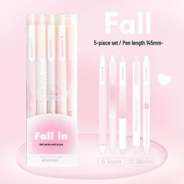 Rosy Posy Gel Stift Set Take One in Rouge mit Farbverlauf, 5 klickbare Macaron Stifte (3 x 0,5 mm und 2 x 0,38 mm), Pink/Mehrfarbig - Bild 1