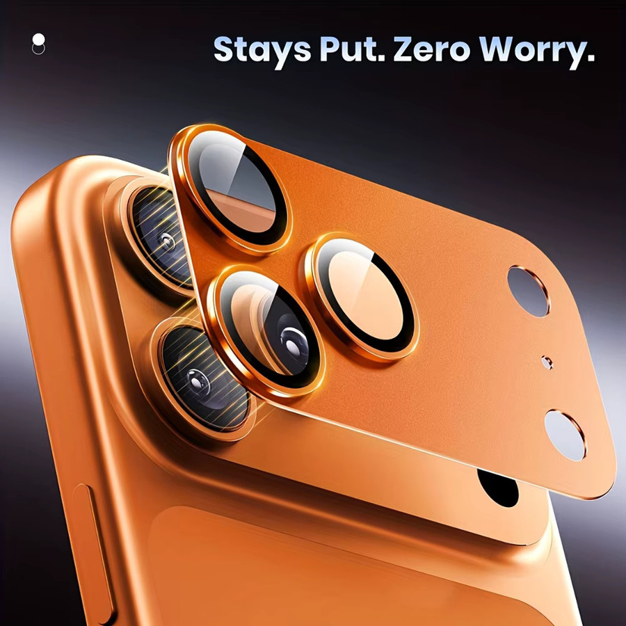 NNBILI Kameraobjektivschutz aus gehärtetem Glas für iPhone 17 Pro Max, kratzfest und fallfreundlich, Farbe: Orange - Bild 3