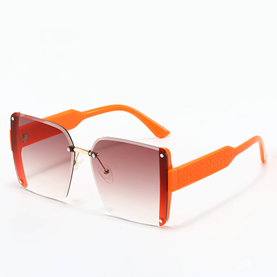 YuYing Sonnenbrille, randlos, quadratisch, orange, Damen - Bild 1