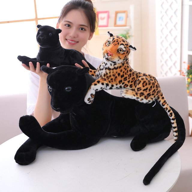 NIUHAPI Leopard Panther Tiger Plüschtier, Schwarz, Gelb, Weiß - Bild 1