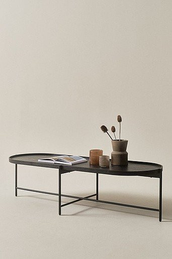 Jotex Couchtisch RENO in Schwarz mit ovaler Form und vier Beinen, B/T/H: 160 x 60 x 42 cm - Bild 1