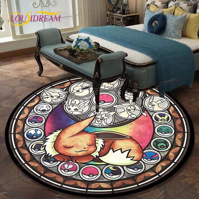 Runder Pikachu Pokemon Druckteppich für Kinderzimmer und Wohnzimmer Durchmesser: 100 cm - Bild 1